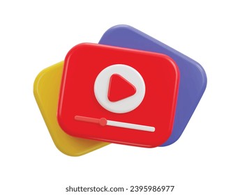 3d video play button on social media video streaming icon illustration