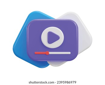 3d video play button on social media video streaming icon illustration