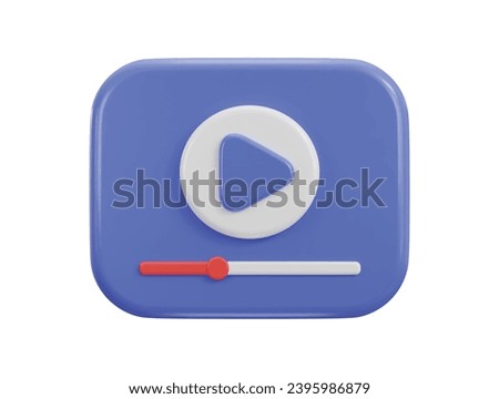 3d video play button on social media video streaming icon