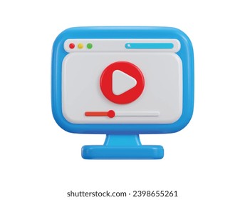 3d video player icon in the browser window on the monitor screen