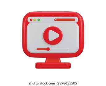 3d video player icon design on the isolated background