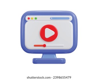 3d video player icon on the browser window on the monitor screen