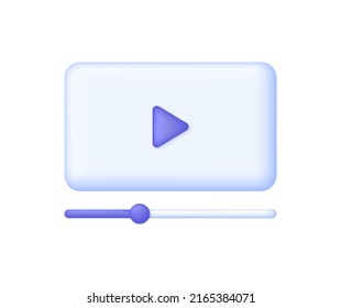 3D Video Player interface isolated on white background. Play button. Multimedia and video concept. Can be used for many purposes. Trendy and modern vector in 3d style.