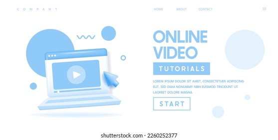3d Video player isolated on light background. Video service, player app. Trendy and modern vector in 3d style for web design. Web banner template. Online Video Tutorials concept
