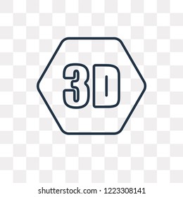 3D Video vector outline icon isolated on transparent background, high quality linear 3D Video transparency concept can be used web and mobile