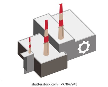 3d view of a factory, Vector illustration