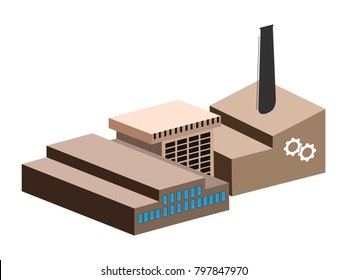 3d view of a factory, Vector illustration