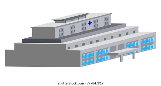 3d view of a hospital building, Vector illustration