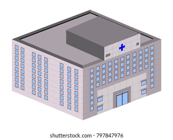 3d view of a hospital building, Vector illustration