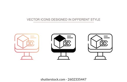 3D View icon design with white background stock illustration