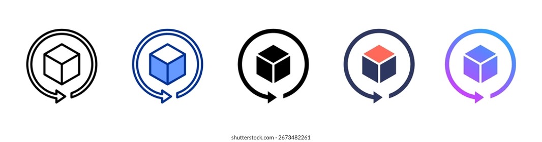 Coleção de vários estilos de folha de ícone do Modo de Exibição 3D