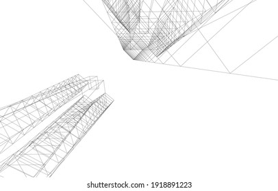 3d view of modern architecture building vector illustration