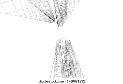 3d view of modern architecture building vector illustration