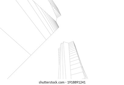 3d view of modern architecture building vector illustration