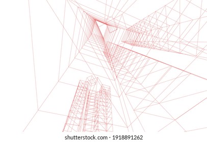 3.ª visión de la arquitectura moderna de la ilustración vectorial