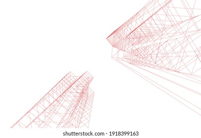 3.ª visión de la arquitectura moderna de la ilustración vectorial