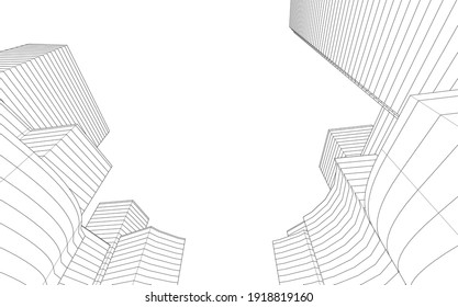3D-Ansicht der modernen Architektur, Vektorgrafik