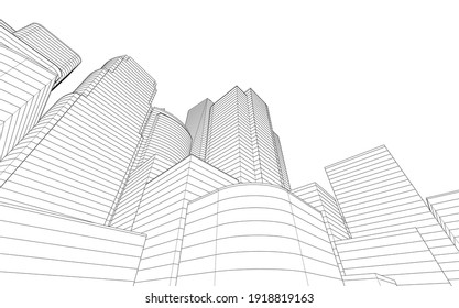 3d view of modern architecture vector illustration