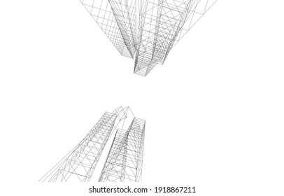 3d view of modern architecture vector illustration