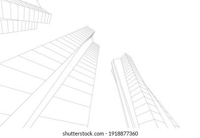 3d view of modern architecture vector illustration