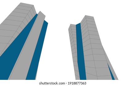 3d view of modern architecture vector illustration