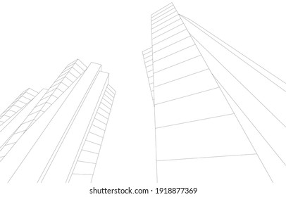 3d view of modern architecture vector illustration
