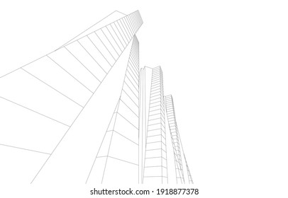 3d view of modern architecture vector illustration