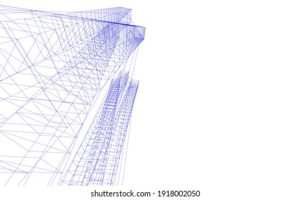 3.ª visión de la arquitectura moderna de la ilustración vectorial