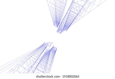3d view of modern building  architectural vector illustration