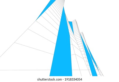 3.ª visión de la arquitectura moderna de la ilustración vectorial