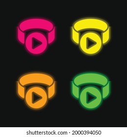 3d Visor cuatro colores brillante icono de vector neón