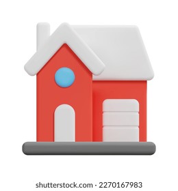 3d villa icon vector. Isolated on white background. 3d building and architecture concept. Cartoon minimal style. 3d house icon vector render illustration.