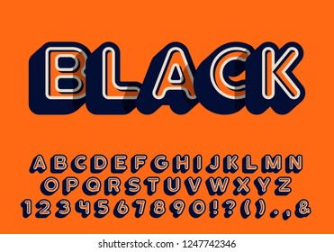 3d vintage alphabet, rounded sans-serif font. Retro styled letters with shadows. Retro colors, vintage design, 100% vector