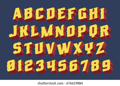 3D vintage letters. Vector retro illustration