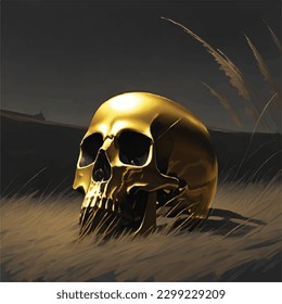3D vintage skull scary art design illustration