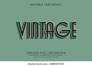 Efecto de texto de Antiguas 3D Vector editable. Efecto de texto retro