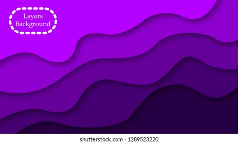 3D violet paper cut abstract background. Vector design for business presentations, flyers, posters and invitations. Colorful carving art with shadows.