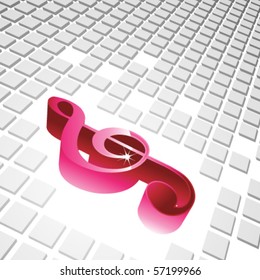 3D violin key with cubes background