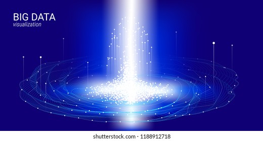 3d Virtual Digital Abstraction. Big Binary Data Wave Visualization. Glow Cosmic Illustration with Movement. Information Background with Futuristic Fractal System. Digital Big Data Stream Analysis.