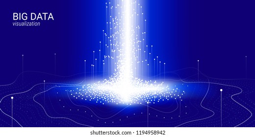 3d Virtual Digital Abstraction. Big Binary Data Wave Visualization. Glow Cosmic Illustration with Movement. Information Background with Futuristic Fractal System. Digital Big Data Stream Analysis.