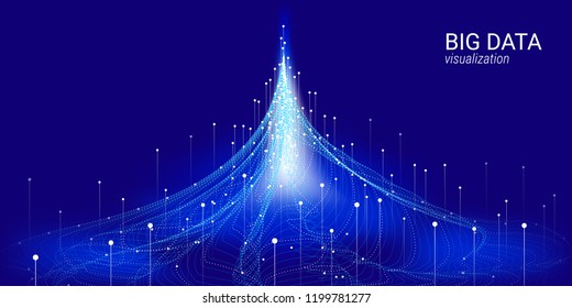 3d Virtual Digital Abstraction. Big Binary Data Wave Visualization. Glow Cosmic Illustration with Movement. Technology Background with Futuristic Fractal System. Digital Information Stream Analysis.