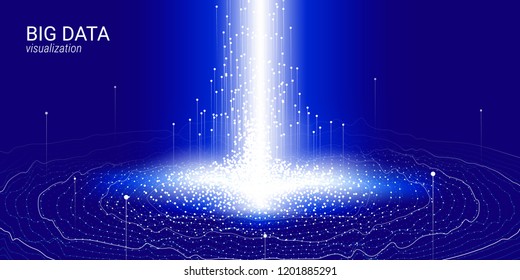 3d Virtual Digital Abstraction. Big Binary Data Wave Visualization. Glow Cosmic Illustration with Movement. Technology Background with Futuristic Fractal System. Digital Information Stream Analysis.
