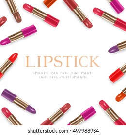 3D virtual Lipstick colorful pattern set isolated on white background, with copy space