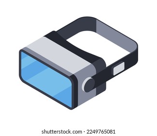 3d virtual reality helmet icon. Augmented reality gadget, gamer's device. Digital entertainment technology, electronic equipment for games, entertainment, work, study. Vector isometric illustration