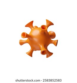 3d virus illustration. Orange Microorganism cell. Pathogenic bacteria, infection. Health and medicine. Covid 19-NCP. SARS. Isolated background. Cartoon style. Vector.