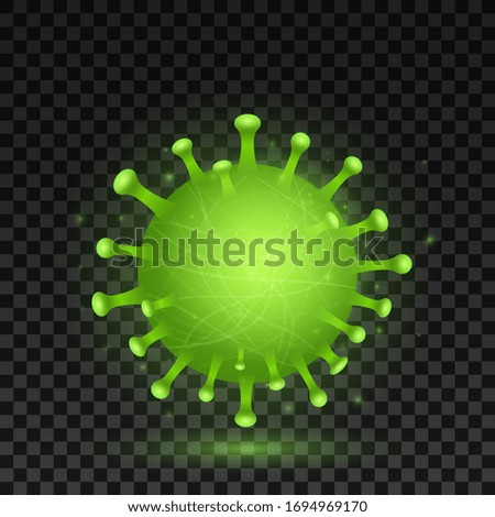 3D virus microbe corona isolated on dark transparent background. Medical element. Pathogen organism. Vector illustration. EPS 10