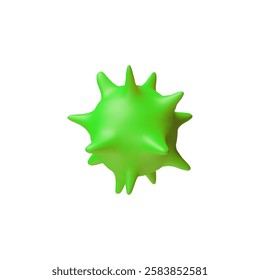 3D virus vector. Green microbial round cell. Bacteria. Infectious flu, pneumonia, Covid 19-NCP. Medical, pandemic, health theme. Isolated background. Cartoon illustration.