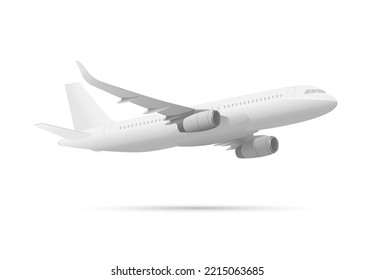 3d visualization of plane in white flying with shadow below