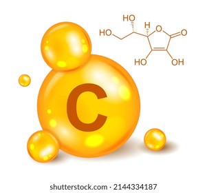 3D Vitamin icon. Vitamin complex with ascorbic acid C. Orange tablet or pill with biological additive or pharmaceutical for prevention of influenza. Cartoon contemporary realistic vector illustration