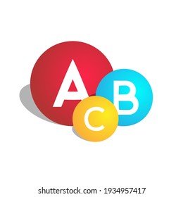 3d vitamins. Spheres with vitamins A, B and C. Vector illustration in isometric style isolated on white background. Eps 10 template.
